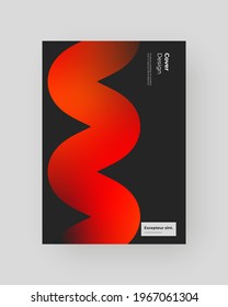 Abstract Placard, Poster, Flyer, Banner Design. Colorful gradient on vertical A4 format. Glass effect. Decorative neumorphism backdrop. Gradient glassmorphism shape on black background