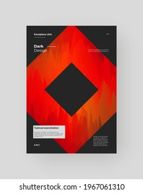 Abstract Placard, Poster, Flyer, Banner Design. Colorful gradient on vertical A4 format. Decorative backdrop. Vibrant gradient shape on black background