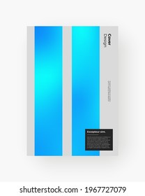 Abstract Placard, Poster, Flyer, Banner Design. Colorful gradient on vertical A4 format. Glass effect. Decorative neumorphism backdrop. Gradient glassmorphism shape on black background