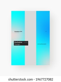 Abstract Placard, Poster, Flyer, Banner Design. Colorful gradient on vertical A4 format. Glass effect. Decorative neumorphism backdrop. Gradient glassmorphism shape on black background