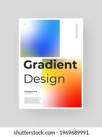 Abstract Placard, Poster, Flyer, Banner Design. Colorful gradient figure on vertical A4 format. Holographic effect. Decorative neon backdrop. Gradient shapes and large typography. Vector Eps10.