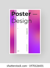 Abstract Placard, Poster, Flyer, Banner Design. Colorful gradient figure on vertical A4 format. Holographic effect. Decorative neon backdrop. Gradient shapes and large typography. Vector Eps10.