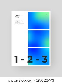 Abstract Placard, Poster, Flyer, Banner Design. Colorful gradient figure on vertical A4 format. Holographic effect. Decorative neon backdrop. Gradient shapes and large typography. Vector Eps10.