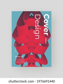 Abstract Placard, Poster, Flyer, Banner Design. Colorful illustration on vertical A4 format. Volumetric shapes. Fluid color paths. Dynamic, symmetry composition with trendy flow 3d shapes.