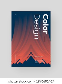 Abstract Placard, Poster, Flyer, Banner Design. Colorful illustration on vertical A4 format. Volumetric shapes. Fluid color paths. Dynamic, symmetry composition with trendy flow 3d shapes.