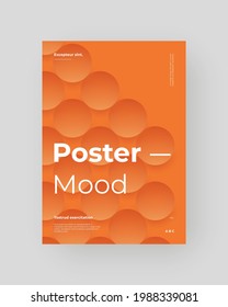 Abstract Placard, Poster, Flyer, Banner Design. Colorful illustration on vertical A4 format. 3d geometric shapes. Decorative neumorphism circles backdrop.