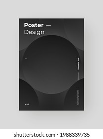 Abstract Placard, Poster, Flyer, Banner Design. Colorful illustration on vertical A4 format. 3d geometric shapes. Decorative neumorphism circles backdrop.