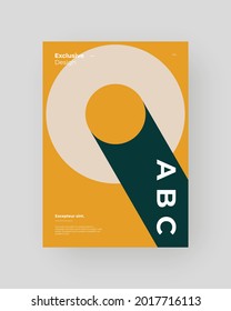 Abstract Placard, Poster, Flyer, Banner Design. Colorful illustration on vertical A4 format. Original geometric shapes composition. Decorative minimal backdrop.