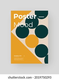 Abstract Placard, Poster, Flyer, Banner Design. Colorful illustration on vertical A4 format. Original geometric shapes composition. Decorative minimal backdrop.