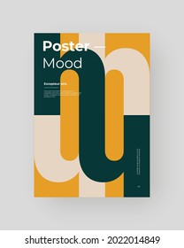 Abstract Placard, Poster, Flyer, Banner Design. Colorful illustration on vertical A4 format. Original geometric shapes composition. Decorative minimal backdrop.