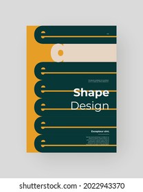 Abstract Placard, Poster, Flyer, Banner Design. Colorful illustration on vertical A4 format. Original geometric shapes composition. Decorative minimal backdrop.