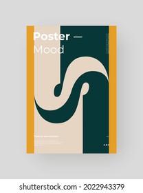 Abstract Placard, Poster, Flyer, Banner Design. Colorful illustration on vertical A4 format. Original geometric shapes composition. Decorative minimal backdrop.