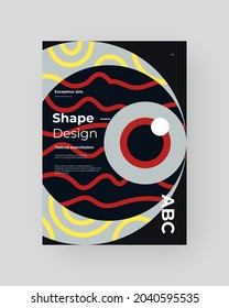Abstract Placard, Poster, Flyer, Banner Design. Colorful illustration on vertical A4 format. Original geometric shapes composition. Decorative minimal backdrop.