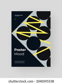 Abstract Placard, Poster, Flyer, Banner Design. Colorful illustration on vertical A4 format. Original geometric shapes composition. Decorative minimal backdrop.