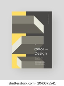 Abstract Placard, Poster, Flyer, Banner Design. Colorful illustration on vertical A4 format. Original geometric shapes composition. Decorative minimal backdrop.