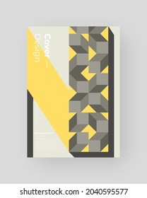 Abstract Placard, Poster, Flyer, Banner Design. Colorful illustration on vertical A4 format. Original geometric shapes composition. Decorative minimal backdrop.