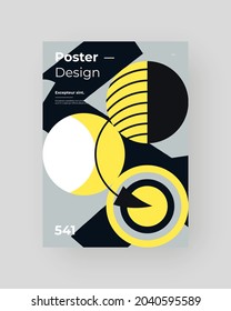 Abstract Placard, Poster, Flyer, Banner Design. Colorful illustration on vertical A4 format. Original geometric shapes composition. Decorative minimal backdrop.