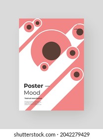Abstrakte Platzierung, Poster, Flyer, Banner Design. Farbige Illustration im vertikalen A4-Format. Original geometrische Formen Zusammensetzung. Dekorativer minimaler Hintergrund.