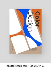 Abstract Placard, Poster, Flyer, Banner Design. Colorful illustration on vertical A4 format. Original geometric shapes composition. Decorative minimal backdrop.