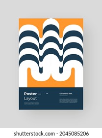 Abstract Placard, Poster, Flyer, Banner Design. Colorful illustration on vertical A4 format. Original geometric shapes composition. Decorative minimal backdrop.