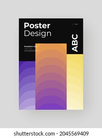 Abstract Placard, Poster, Flyer, Banner Design. Colorful illustration on vertical A4 format. Original geometric shapes composition. Decorative minimal backdrop.