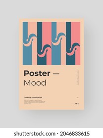 Abstract Placard, Poster, Flyer, Banner Design. Colorful illustration on vertical A4 format. Original geometric shapes composition. Decorative minimal backdrop.