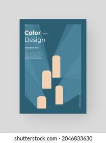 Abstract Placard, Poster, Flyer, Banner Design. Colorful illustration on vertical A4 format. Original geometric shapes composition. Decorative minimal backdrop.