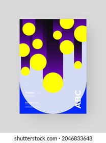 Abstract Placard, Poster, Flyer, Banner Design. Colorful illustration on vertical A4 format. Original geometric shapes composition. Decorative minimal backdrop.