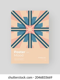 Abstract Placard, Poster, Flyer, Banner Design. Colorful illustration on vertical A4 format. Original geometric shapes composition. Decorative minimal backdrop.