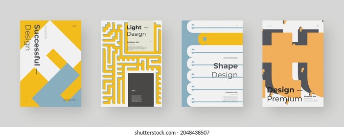 Abstract Placard, Poster, Flyer, Banner Design. Colorful illustration on vertical A4 format. Original geometric shapes composition. Decorative minimal backdrop.