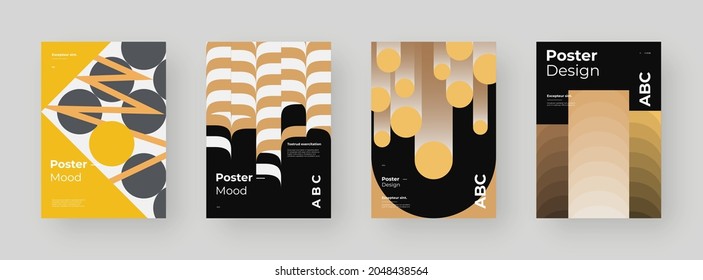 Abstract Placard, Poster, Flyer, Banner Design. Colorful illustration on vertical A4 format. Original geometric shapes composition. Decorative minimal backdrop.