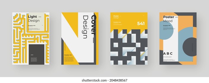 Abstract Placard, Poster, Flyer, Banner Design. Colorful illustration on vertical A4 format. Original geometric shapes composition. Decorative minimal backdrop.