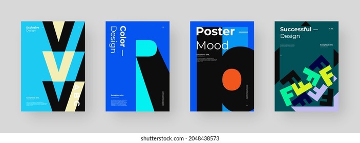 Abstract Placard, Poster, Flyer, Banner Design. Colorful illustration on vertical A4 format. Original geometric shapes composition. Decorative minimal backdrop.