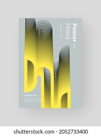 Abstract Placard, Poster, Flyer, Banner Design. Colorful illustration on vertical A4 format. Original geometric shapes composition. Decorative minimal backdrop.
