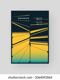 Abstract Placard, Poster, Flyer, Banner Design, Blank, Document. Minimal illustration on vertical A4 format. Original geometric shapes composition.