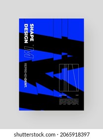 Abstract Placard, Poster, Flyer, Banner, Blank, Document Design. Minimal illustration on vertical A4 format. Chopped, cut, glitch, broken letters composition.