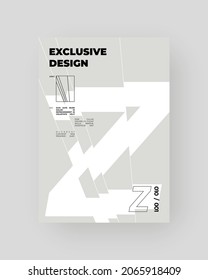 Abstract Placard, Poster, Flyer, Banner, Blank, Document Design. Minimal illustration on vertical A4 format. Chopped, cut, glitch, broken letters composition.