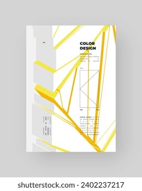 Abstract placard, poster, flyer, banner, blank, document. Colorful illustration on vertical A4 format. Broken form. Cracked figure. 3d shapes composition. 