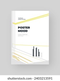 Abstract placard, poster, flyer, banner, blank, document. Colorful illustration on vertical A4 format. Broken form. Cracked figure. 3d shapes composition.	