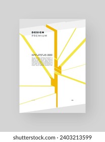 Abstract placard, poster, flyer, banner, blank, document. Colorful illustration on vertical A4 format. Broken form. Cracked figure. 3d shapes composition.	