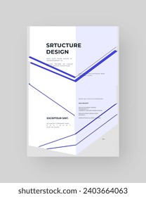 Abstract placard, poster, flyer, banner, blank, document. Colorful illustration on vertical A4 format. Broken form. Cracked figure. 3d iceberg shapes composition.