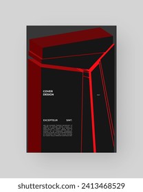 Abstract placard, poster, flyer, banner, blank, document. Colorful illustration on vertical A4 format. Broken form. Cracked figure. 3d shapes composition.