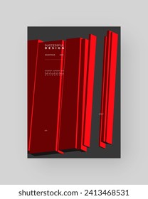 Abstract placard, poster, flyer, banner, blank, document. Colorful illustration on vertical A4 format. Broken form. Cracked figure. 3d shapes composition.