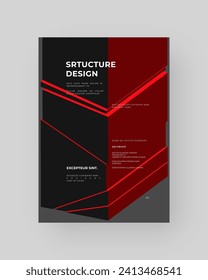 Abstract placard, poster, flyer, banner, blank, document. Colorful illustration on vertical A4 format. Broken form. Cracked figure. 3d shapes composition.