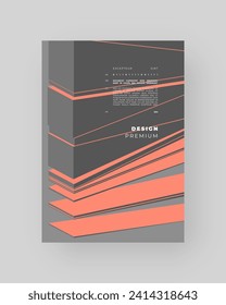 Abstract placard, poster, flyer, banner, blank, document. Colorful illustration on vertical A4 format. Broken form. Cracked figure. 3d shapes composition.