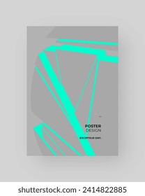 Abstract placard, poster, flyer, banner, blank, document. Colorful illustration on vertical A4 format. Broken form. Cracked figure. 3d shapes composition.