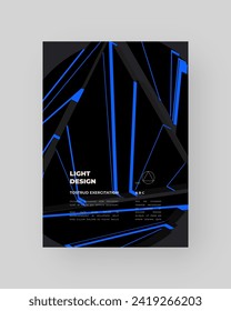 Abstract placard, poster, flyer, banner, blank, document. Colorful illustration on vertical A4 format. Broken form. Cracked figure. 3d shapes composition.