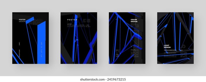 Abstract placard, poster, flyer, banner, blank, document. Colorful illustration on vertical A4 format. Broken form. Cracked figure. 3d shapes composition.