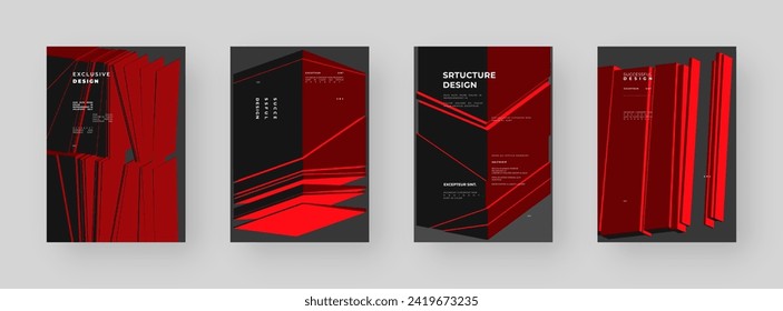 Abstract placard, poster, flyer, banner, blank, document. Colorful illustration on vertical A4 format. Broken form. Cracked figure. 3d shapes composition.