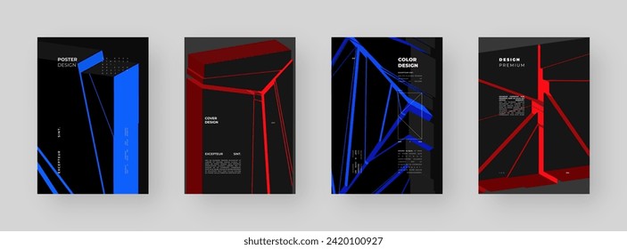 Abstract placard, poster, flyer, banner, blank, document. Colorful illustration on vertical A4 format. Broken form. Cracked figure. 3d shapes composition.	